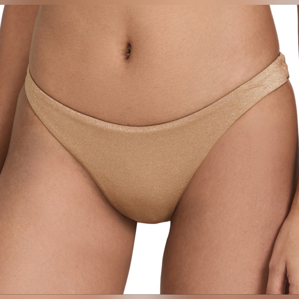Vitamin A Swim NWT California High Leg bottoms in Golden Glow Metallic